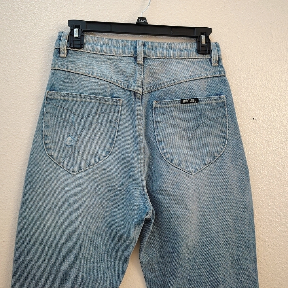 ROLLA'S Elle Garage Worn Blue Distressed Straight Leg Jeans Sz 26 High Rise - Picture 13 of 16